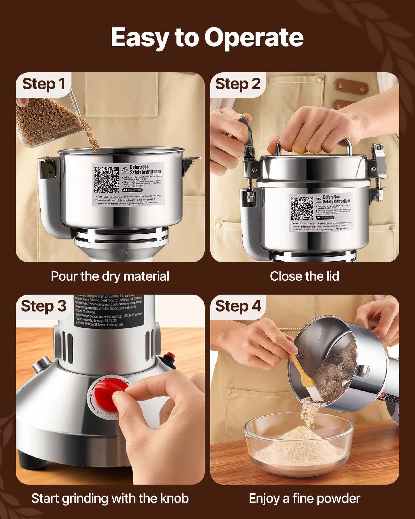 VEVOR 750g Electric Grain Mill Grinder, High Speed 2000W Commercial Spice Grinders,-$65