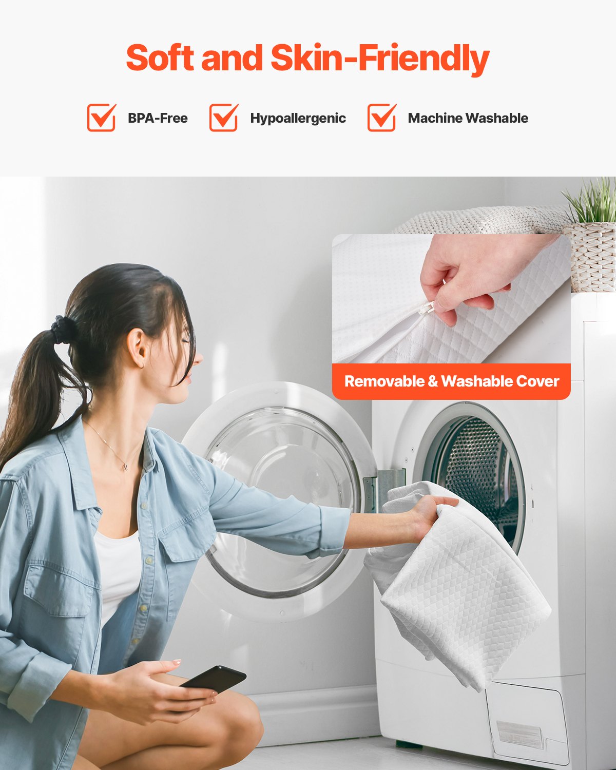 VEVOR Bed Bumper for Toddlers, 52-inch Non-Slip Bed Guard Rail with Safety Flap,(1 Pack)-$20