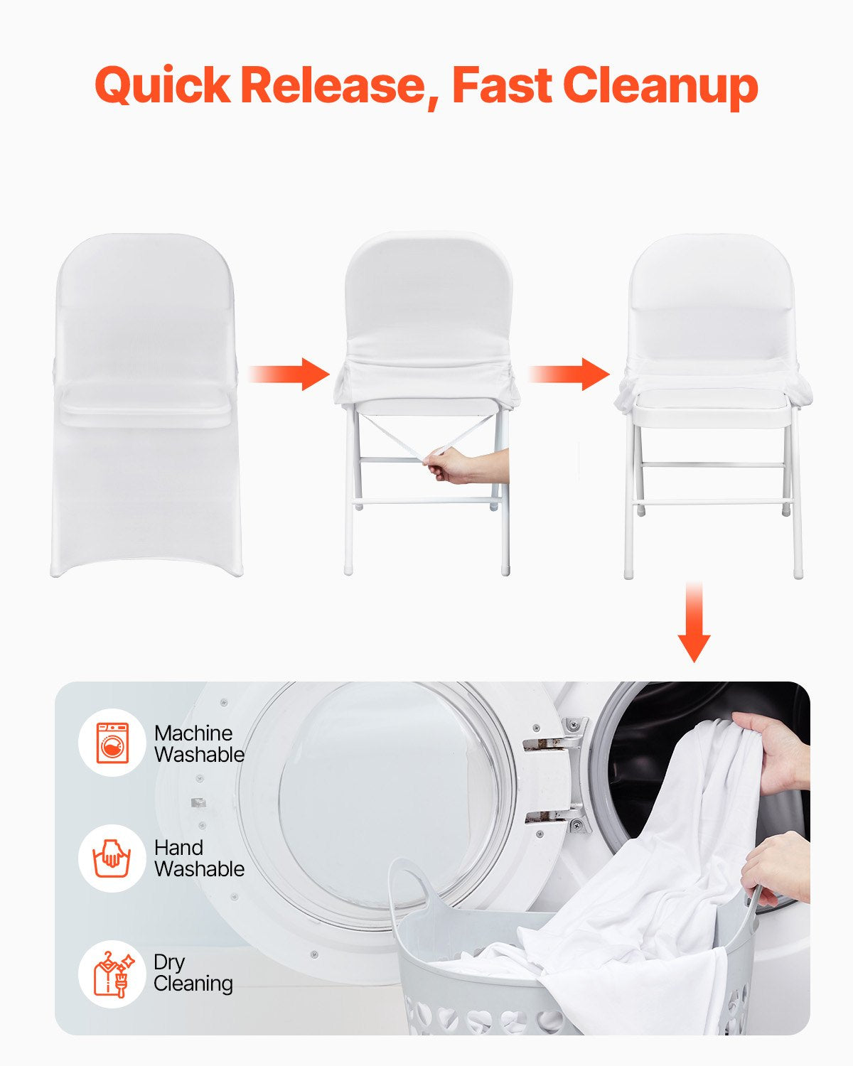 VEVOR Stretch Spandex Folding Chair Covers, Universal Fitted Chair Cover, Removable Washable,-$25