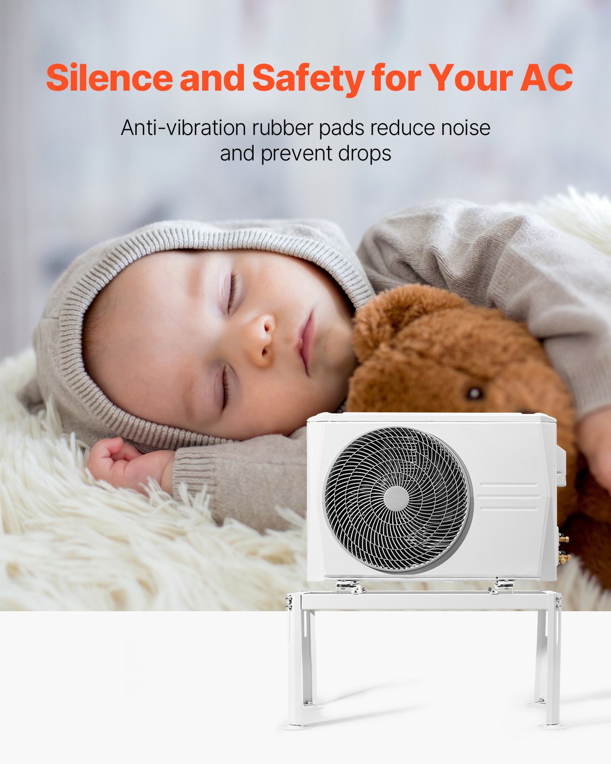 VEVOR Mini Split Ground Stand, Adjustable Anti-Vibration Mini Split Stand for 9000-24000 BTU,-$45