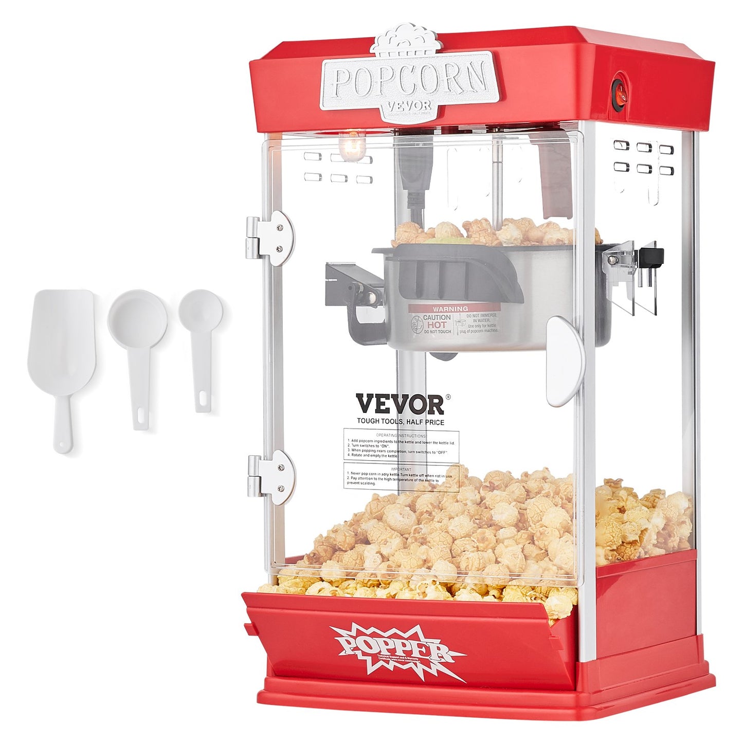 VEVOR Popcorn Maker, 480W Popcorn Popper Machine, 4 Oz Kettle Makes 1.5 Gallon per Batch,-$75