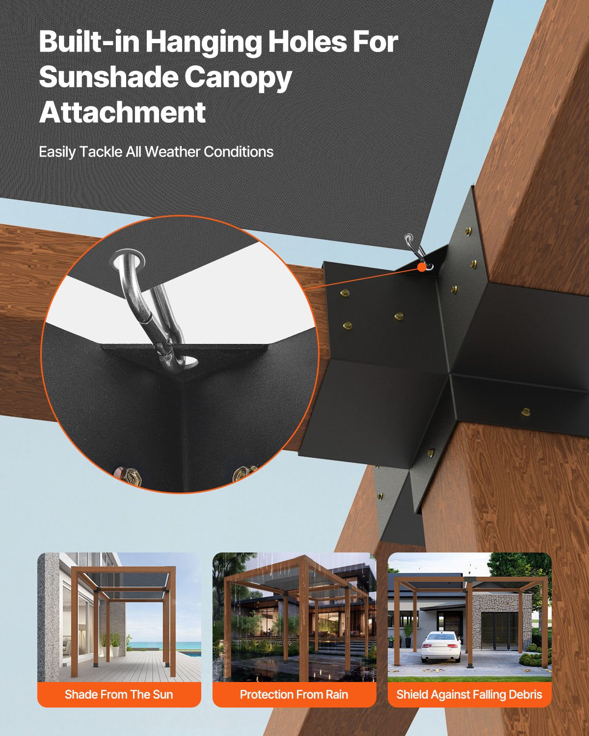 VEVOR Pergola Bracket Kit 6''x6''(Inner Size 5.6x5.6), 4pcs 4-Way Heavy Duty Corner Bracket,-$110
