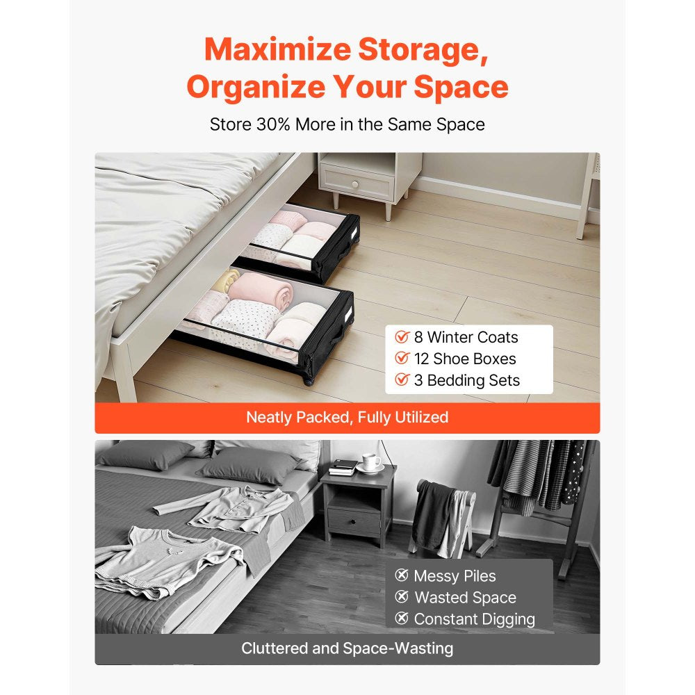 VEVOR Under Bed Storage with Wheels, 30.3 x 18.5 x 6.8 inch, Underbed Containers,-$30