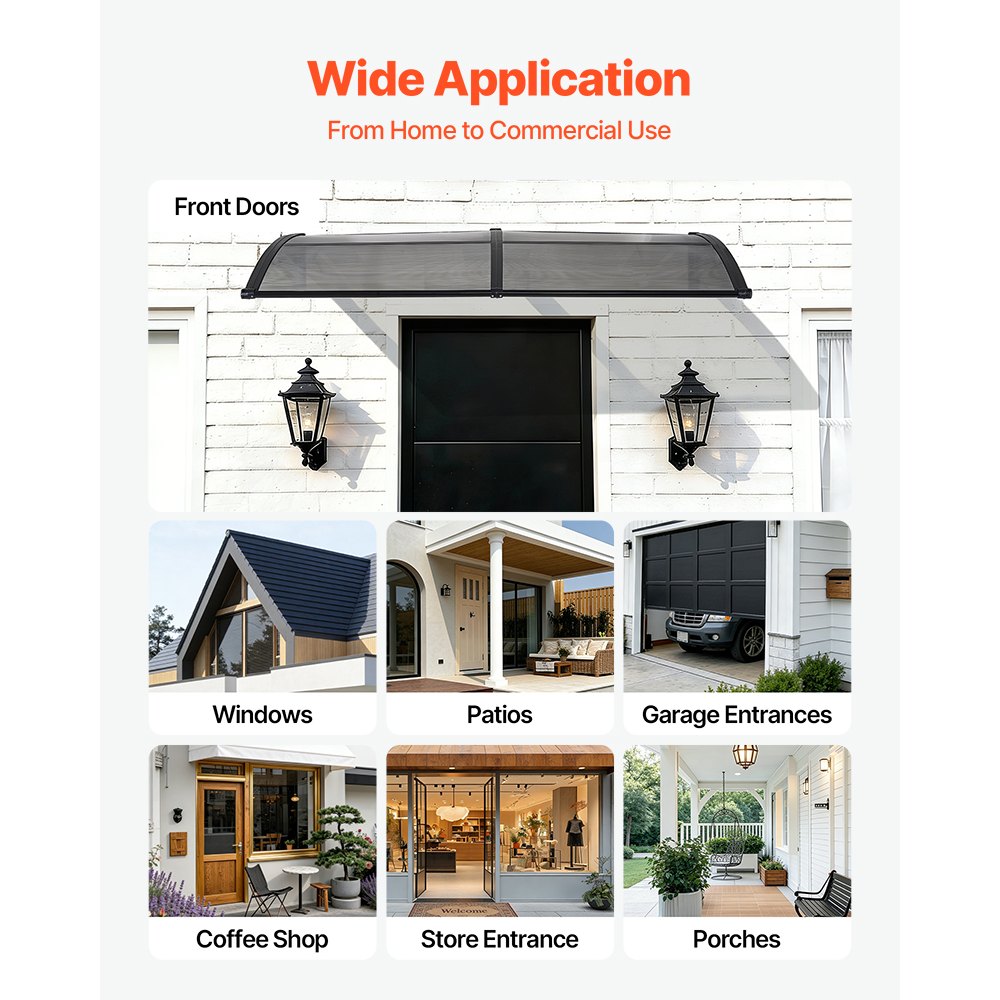 VEVOR Awnings for Door Entrance, 38 x 78 in, Exterior Front Door Window Awnings with Drainage,-$60