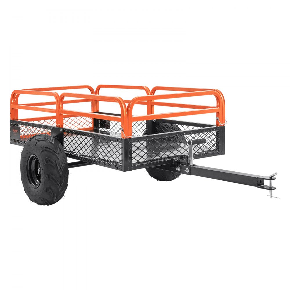 VEVOR Heavy Duty Steel ATV Dump Trailer, 1500-Pound Load Capacity 15 Cubic Feet, with Removable Sides and 2 Tires