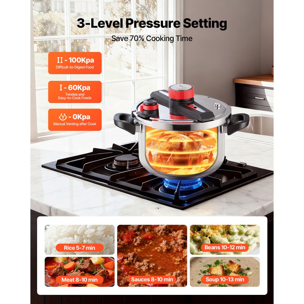 VEVOR Pressure Cooker, 10Qt Pressure Cooker Stainless Steel, Pressures Canner with Steaming Rack,-$65