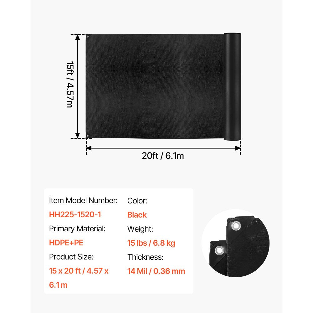VEVOR 15 ft x 20 ft Pond Liner, 14 Mil, Reinforced PE Fish Koi Pond Liner for Outdoor Ponds,-$40