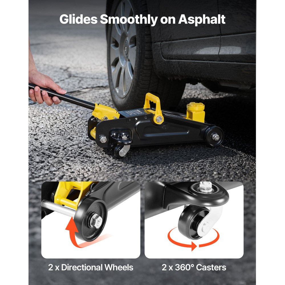 VEVOR Low Profile Floor Jack, 1.5 Ton (3300 lbs) Capacity, Steel Racing Floor Jack,-$45