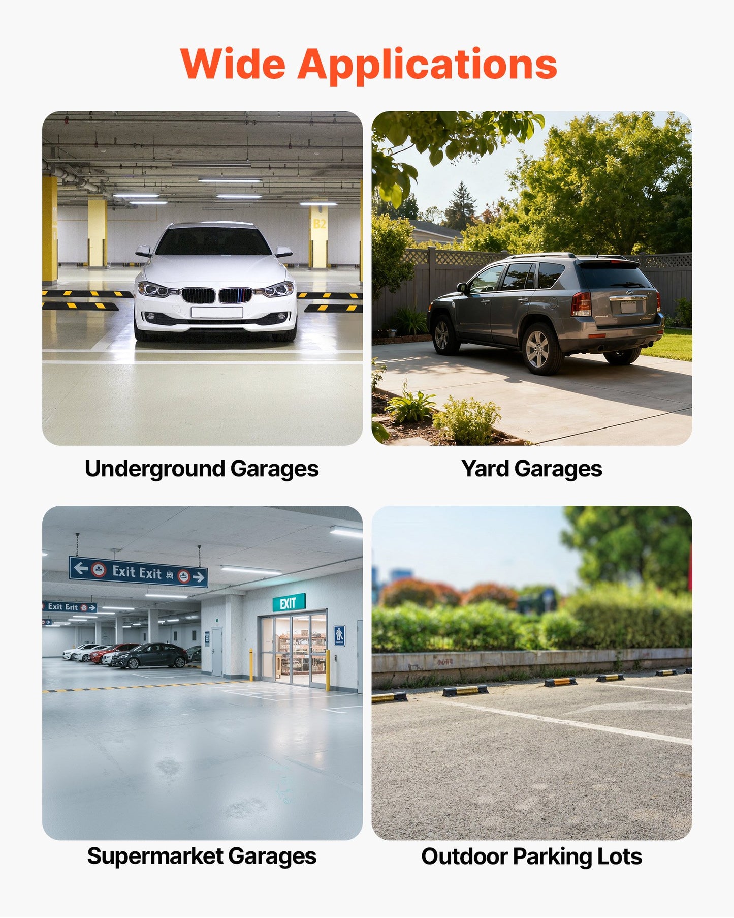 VEVOR Parking Stopper, 72 Inch Heavy Duty Parking Aid for Garage, Rubber Curb Garage Floor Stopper,-$50