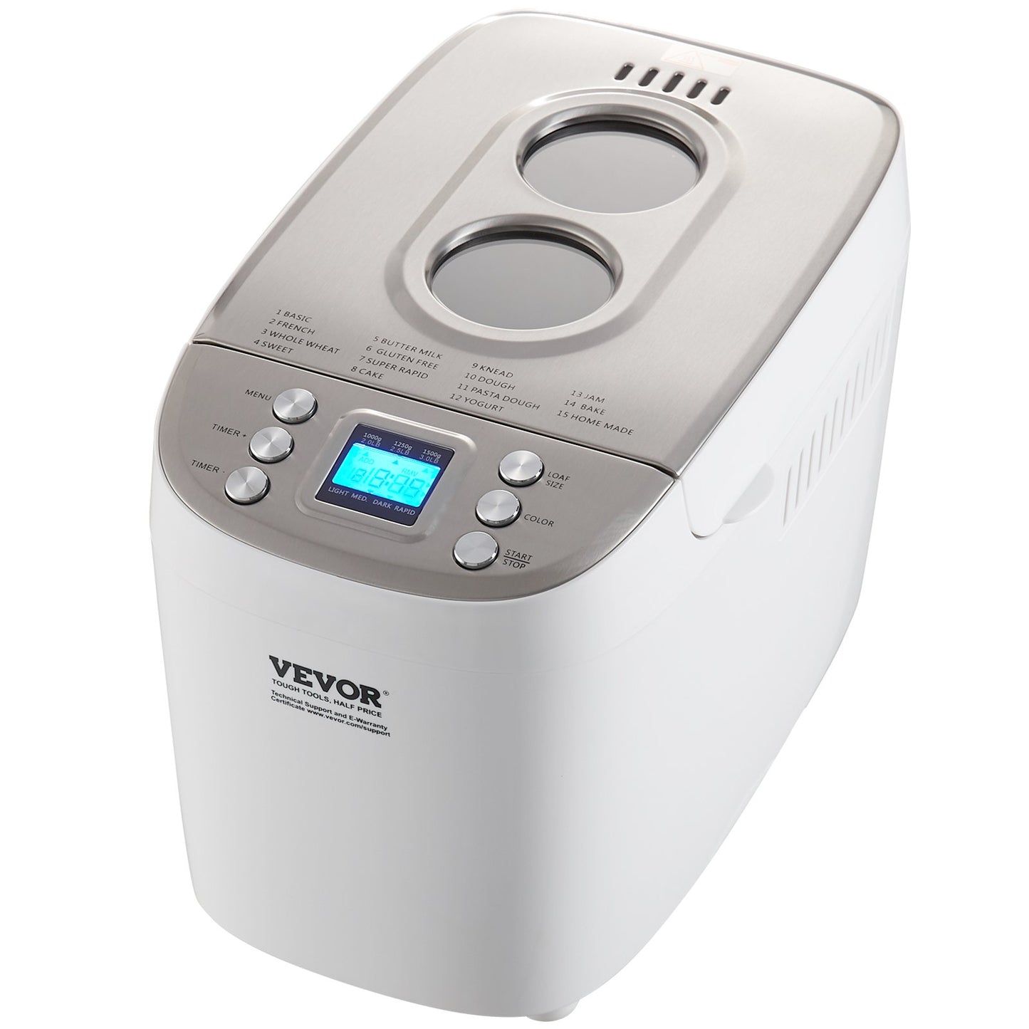VEVOR Bread Maker, 15-in-1 3LB Dough Machine, Nonstick Ceramic Pan Automatic Breadmaker,-$100
