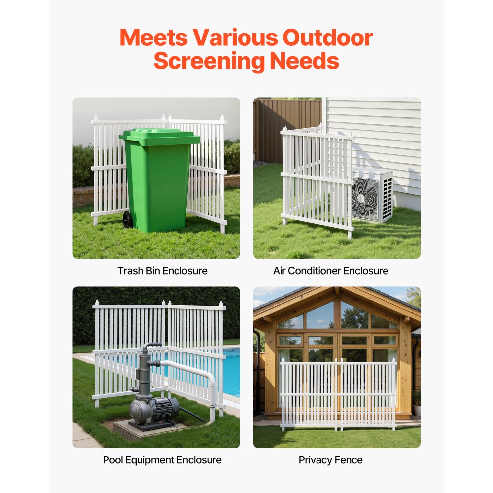 VEVOR 2 Panels Vinyl Privacy Screen, 36 x 45 in Outdoor Fence Enclosure with Galvanized Stakes,-$55