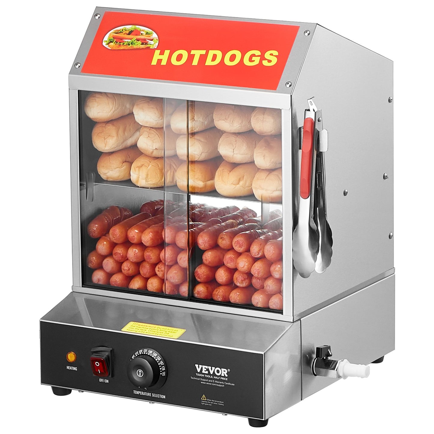 VEVOR Hot Dog Steamer, 28.5QT, 2-Tier Hot Dog Hut Steamer, 86℉~185℉ Temperature Control,-$185