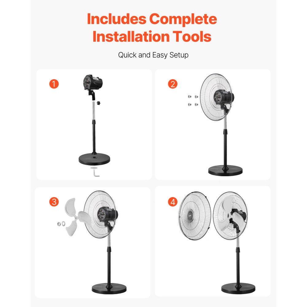 VEVOR Industrial Pedestal Fan, 20 Inch 90-Degree Oscillating Fan, Height Adj Standing Fans,-$70