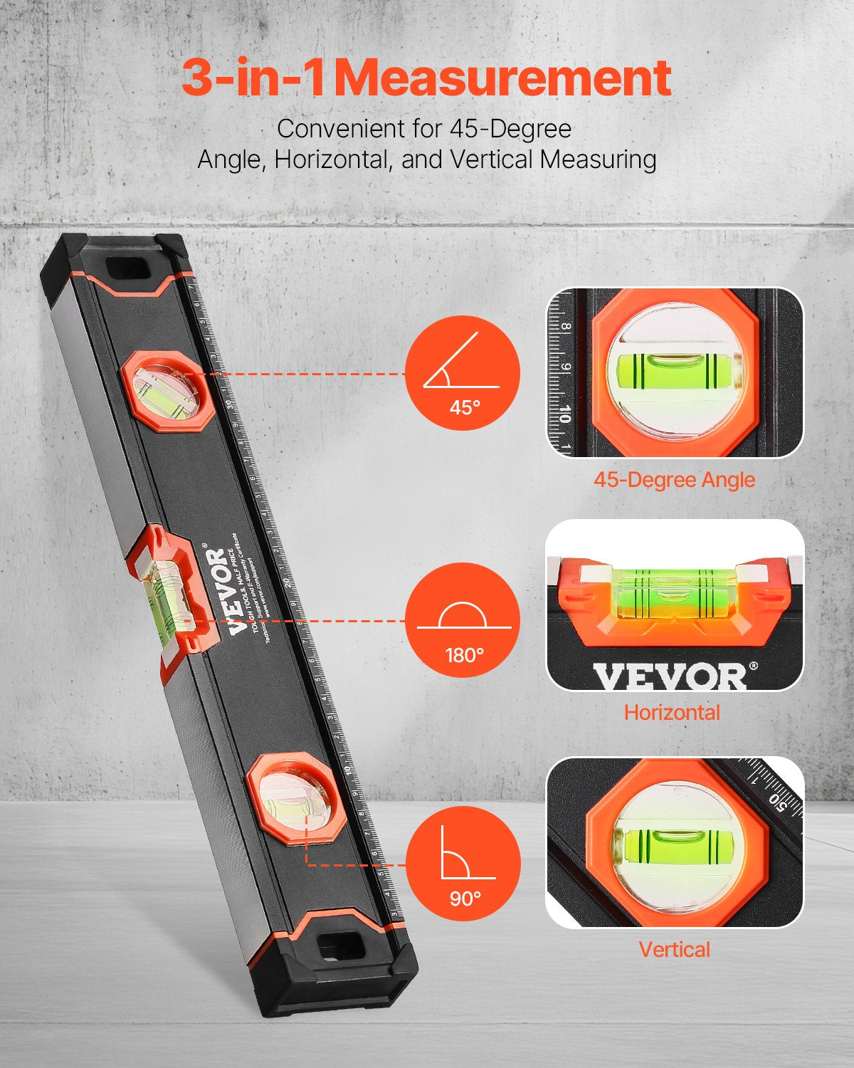 VEVOR 4-Piece Torpedo Level, 48/24/16/10 Inch Box Levels Set,Shock-Proof(Only 10-inch has magnetic),-$40