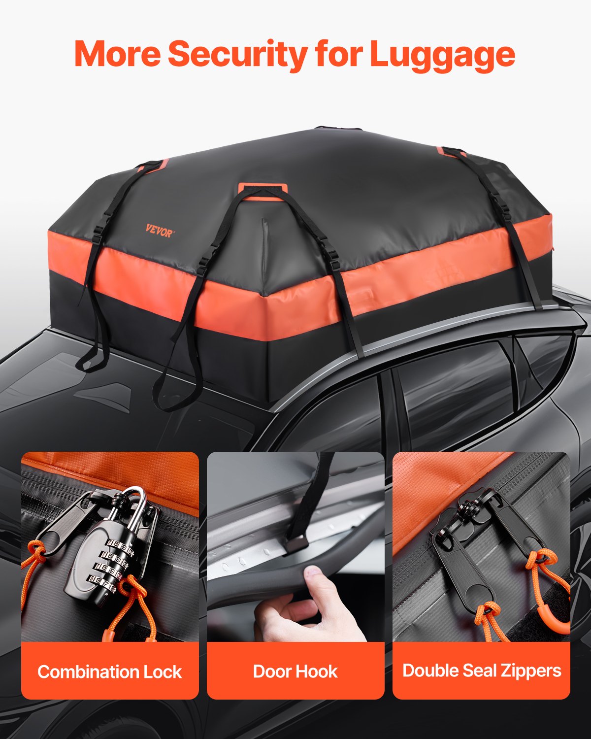 VEVOR Car Rooftop Cargo Carrier Bag, 21 Cubic Feet Car Roof Cargo, 100% Waterproof 840D PVC,-$65