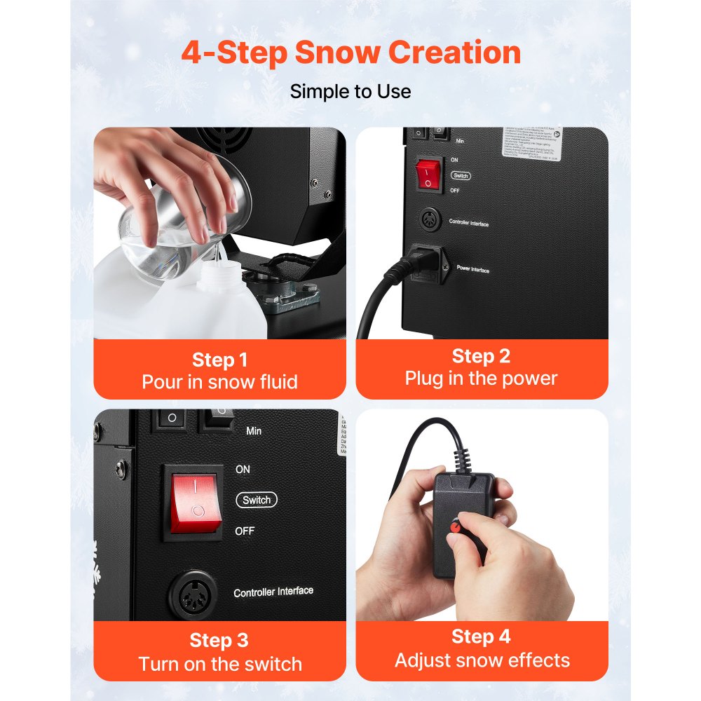 VEVOR Snow Machine, 2000W 90°Shaking Head Snow Maker by Wireless/Wired Remote Control,-$135