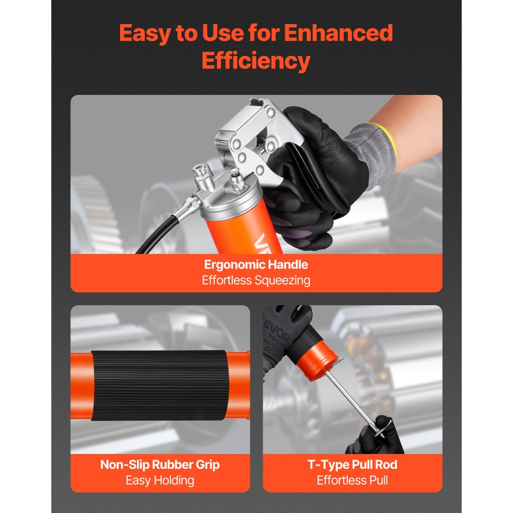 VEVOR Grease Gun, 8000 PSI, Pistol Grip Grease Gun Kit with 14 oz Capacity, Includes 18-Inch Flex Hose,-$20