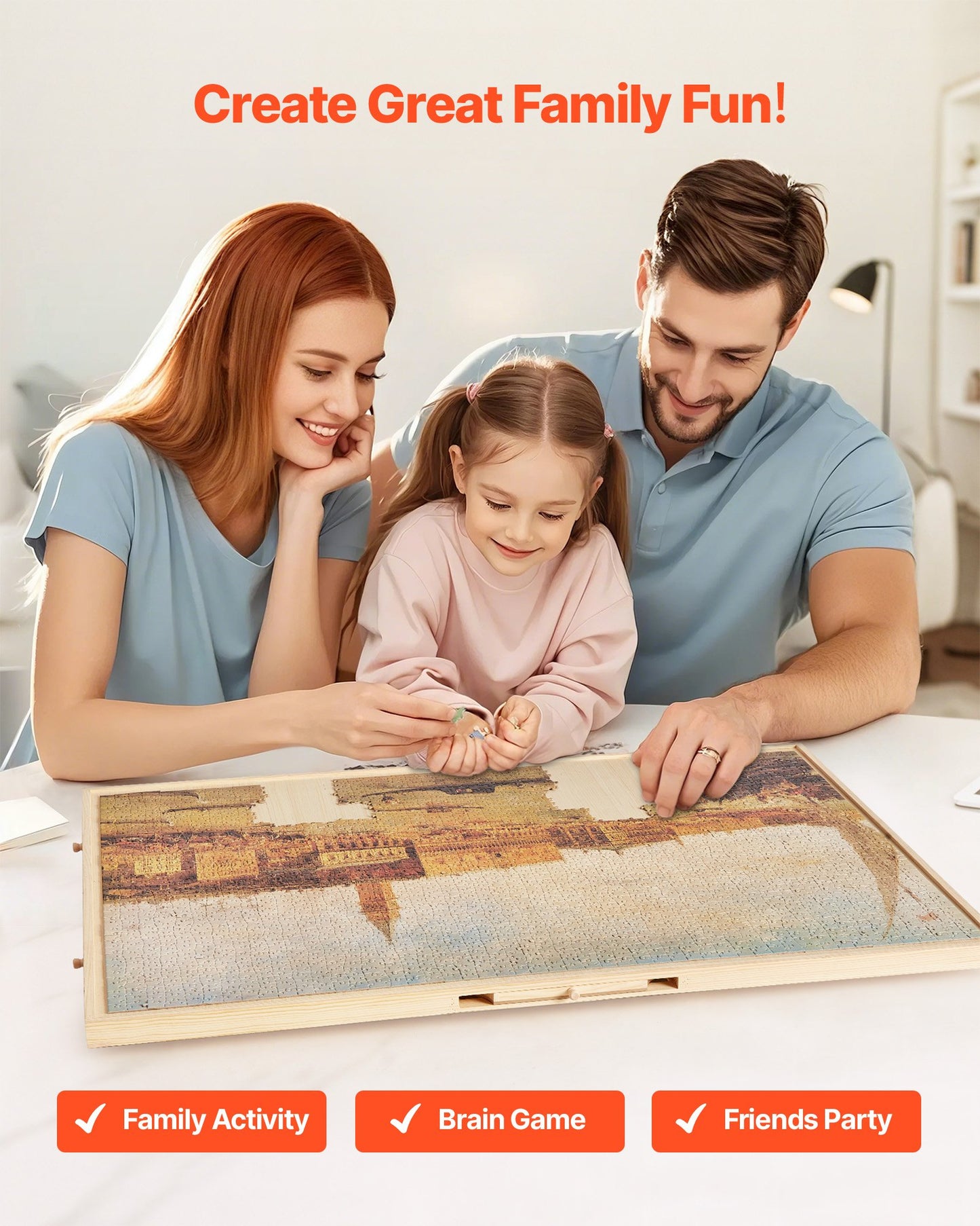 VEVOR 2000 Piece Rotating Puzzle Board with 5 Drawers and Cover, 40x29 in Portable Wooden Table,-$80