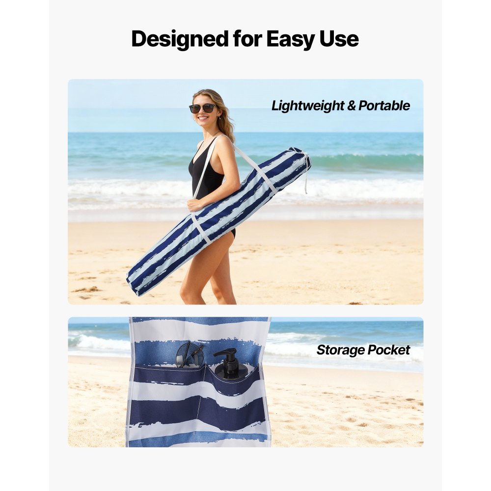 VEVOR Beach Cabana, 6 x 6 ft Beach Canopy with Side Wall, UPF 50+ Protection Easy Setup,-$55
