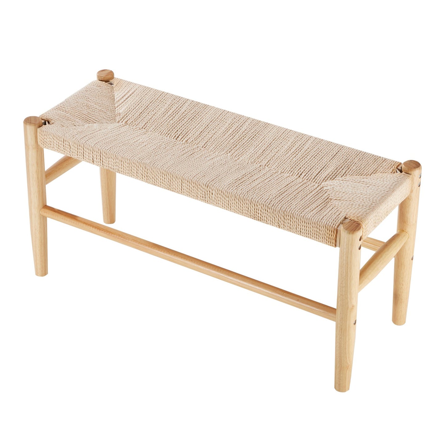 VEVOR Rattan Bench, 31.5" Wooden Rattan Bench, Entrywway Bench with Oak Wood Legs,-$80