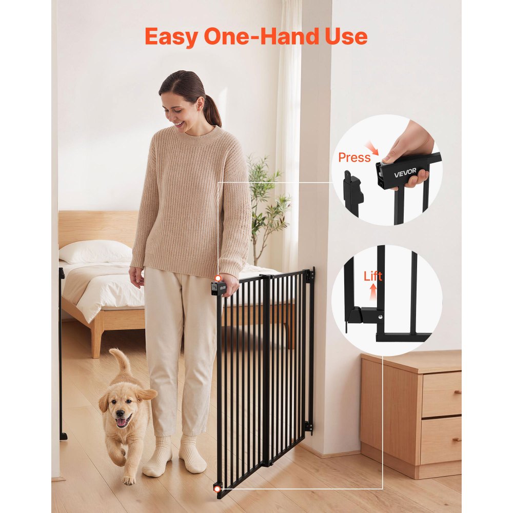 VEVOR Gate for Stairs, 31-48 in Adjustable Width, 30 in High Dog Gate, No Bottom Bar,-$55