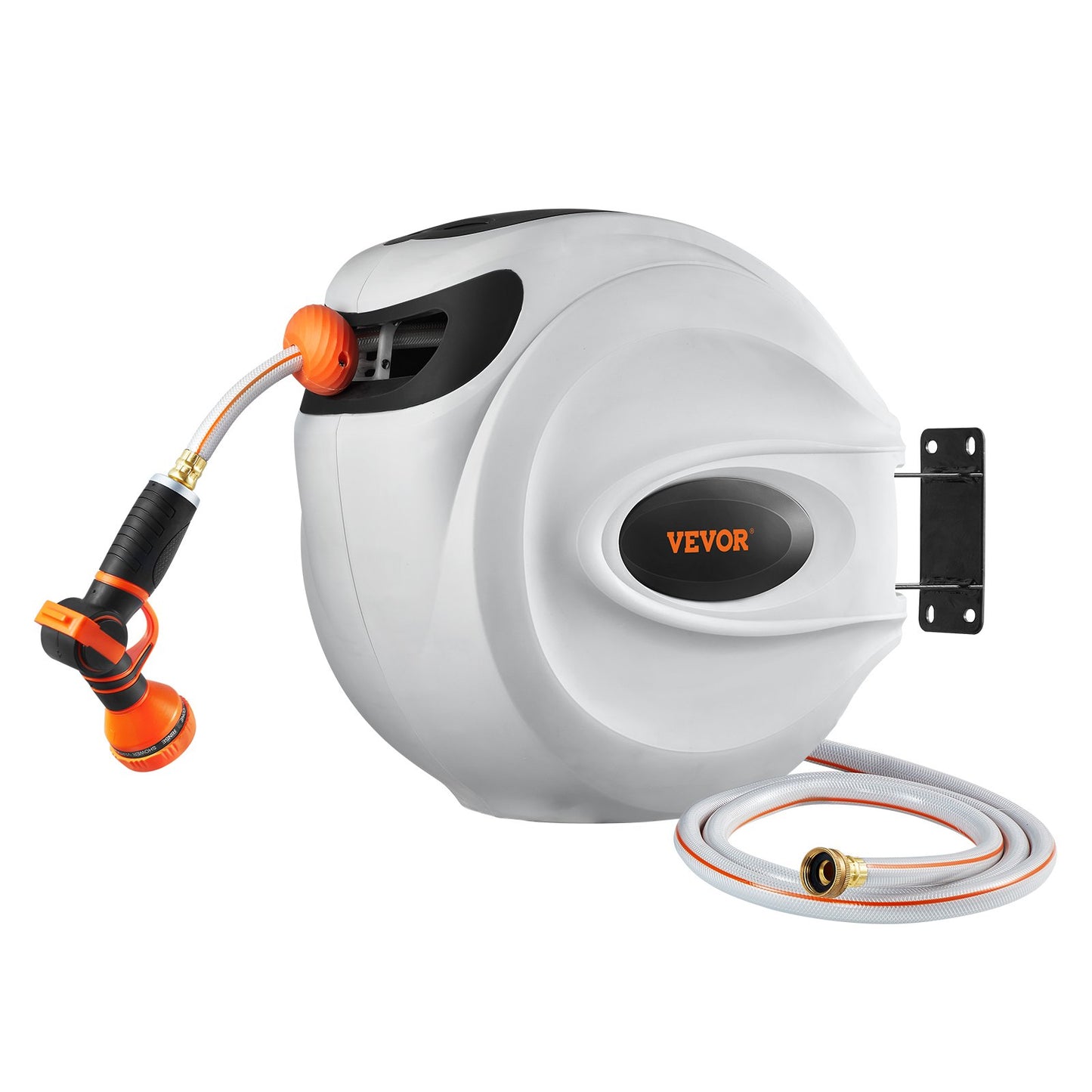 VEVOR Retractable Hose Reel, 115 ft x 1/2 inch, 180° Swivel Bracket Wall-Mounted, Garden Water Hose Reel,-$100