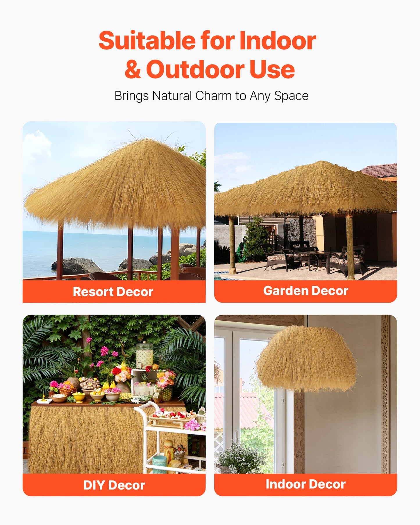 VEVOR Artificial Thatch Grass Roof, 1.3 x 3.9 ft Tiki Bar Hut Thatch Roofing Roll,-$15