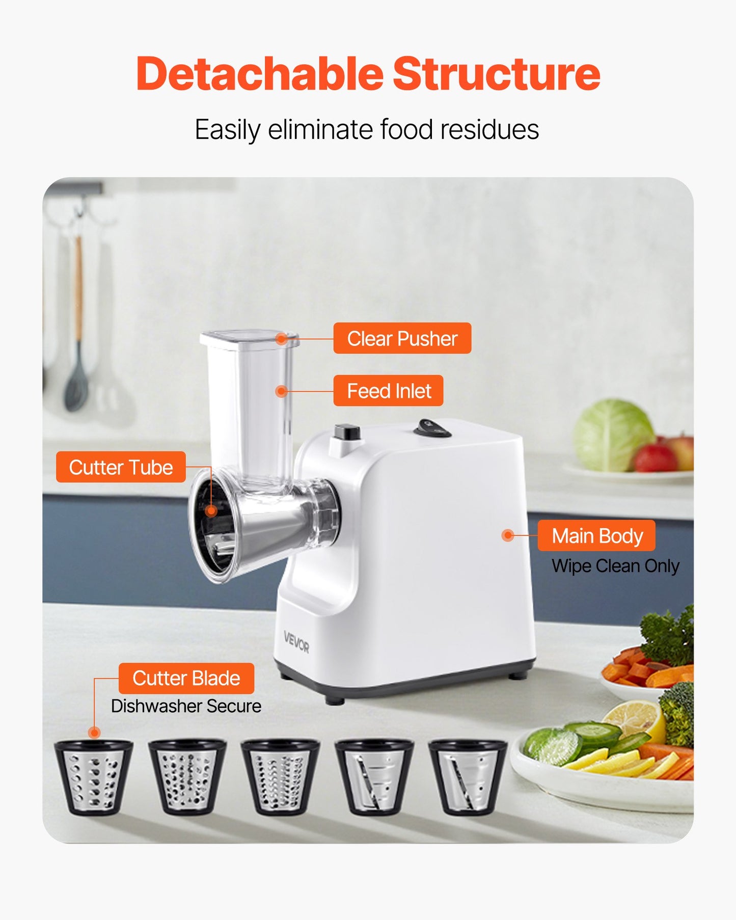 VEVOR Electric Cheese Grater Salad Maker, 200W Salad Shooter, Electric Vegetable Slicer Shredder,-$45