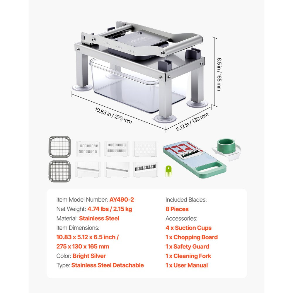 VEVOR Vegetable Chopper Mandoline Slicer, All-in-1 Food Veggie Cutter with 8 Stainless Steel Blades,-$40