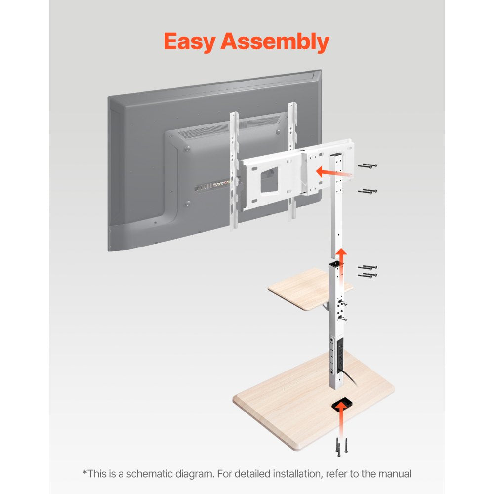 VEVOR Rolling TV Stand, Mobile TV Cart for 32-70 Inch Screens, 25° Left-Right Rotation,-$65