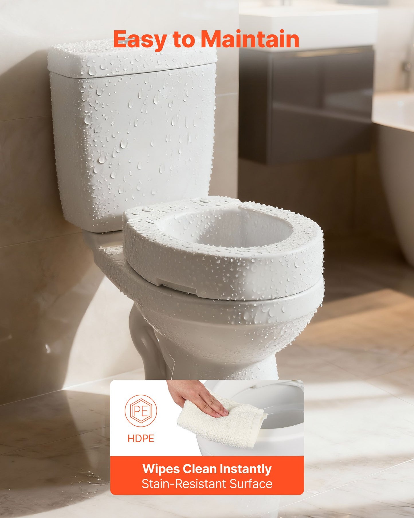 VEVOR Raised Toilet Seat, 300 lbs Load Capacity, 3.5-Inch Lift Height, Commode Elevated Toilet Seat,-$30