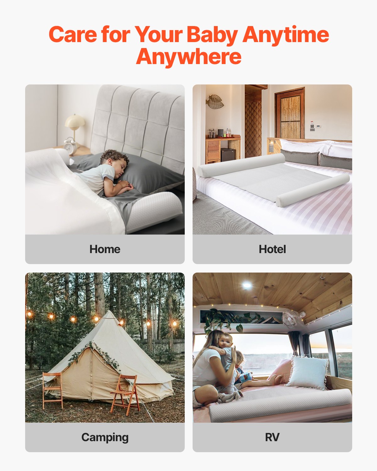 VEVOR Bed Bumper for Toddler, 52-inch Inflatable Bed Guard Rail with Safety Flap, 1-Pack-$10