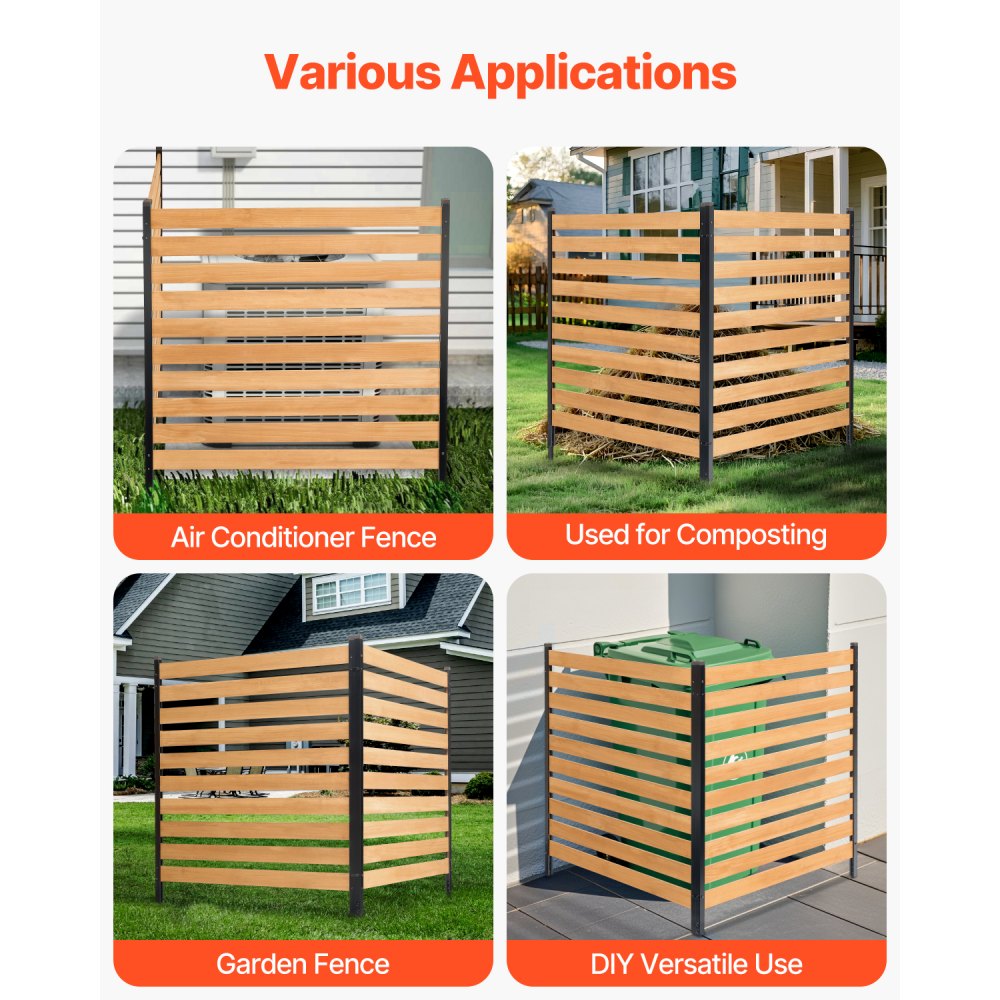 VEVOR Wood Privacy Fence, 38" W x 42" L, 2-Panel Slatted Air Conditioner Fence Screen,-$60