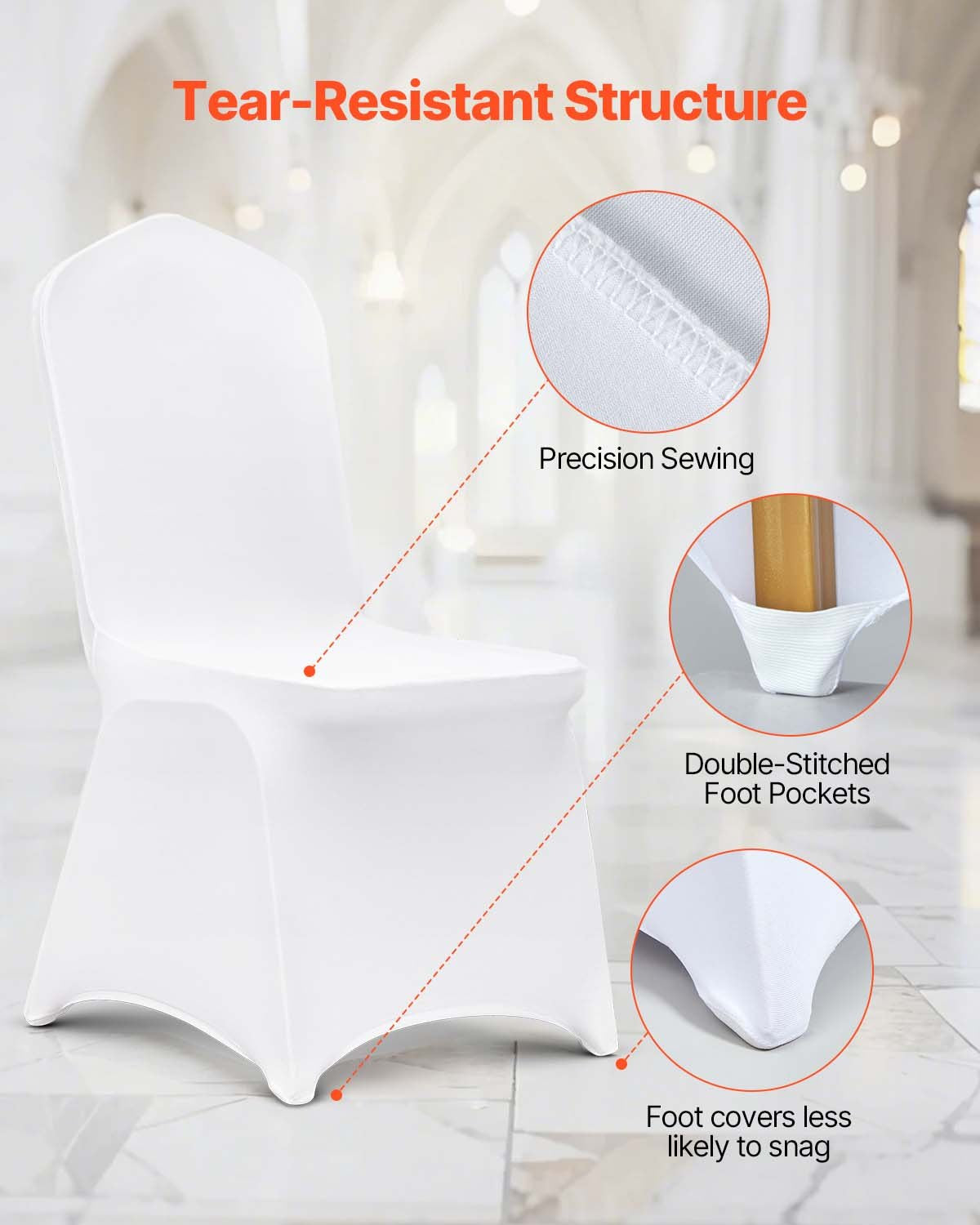 Open Box(95% New)VEVOR Stretch Spandex Folding Chair Covers, Universal Fitted Chair Cover(100PCS White),-$55
