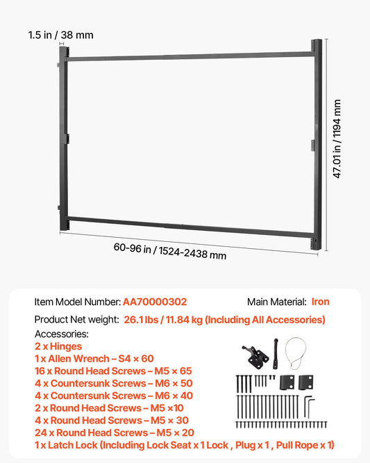 VEVOR Gate Building Kit, Fits 60 to 96 in Wide Openings, Up from 4 to 5 ft High Fence, -$75