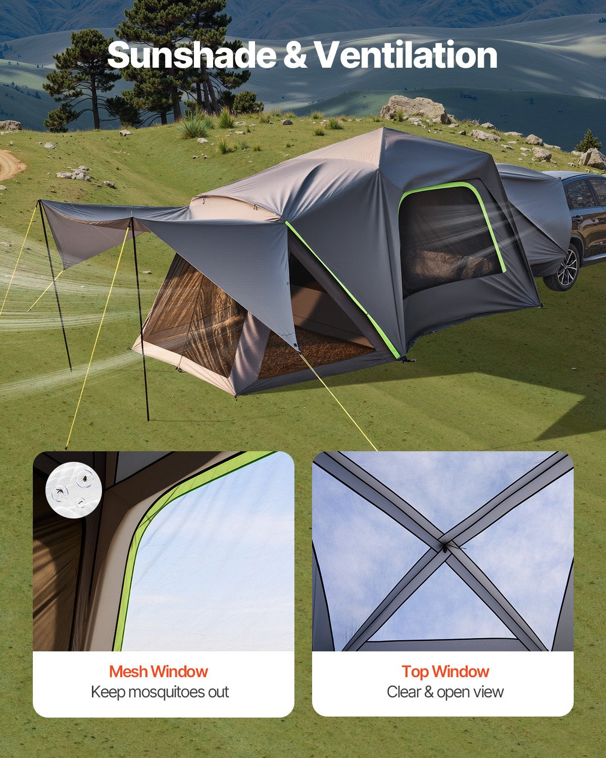 VEVOR SUV Tent for Camping, 10FT L x 10FT W, Waterproof PU2000mm Spacious Double Layer Design,-$280