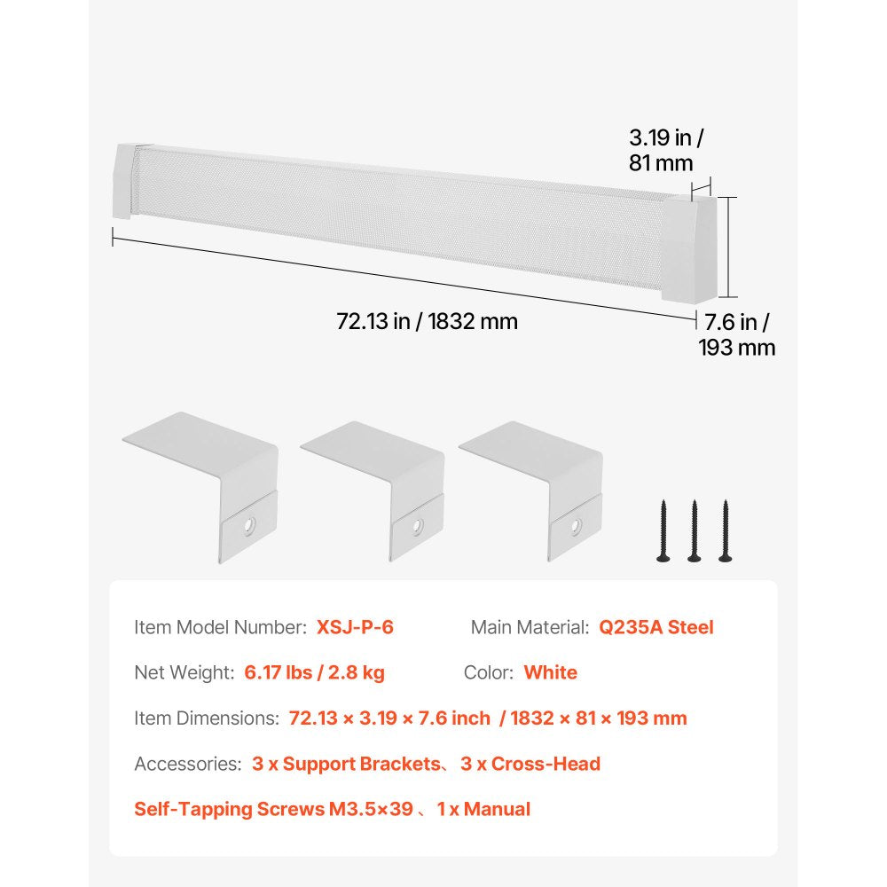 VEVOR Baseboard Heater Covers, Premium Series 6 ft Standard Electric Heating Unit Front Cover,-$65