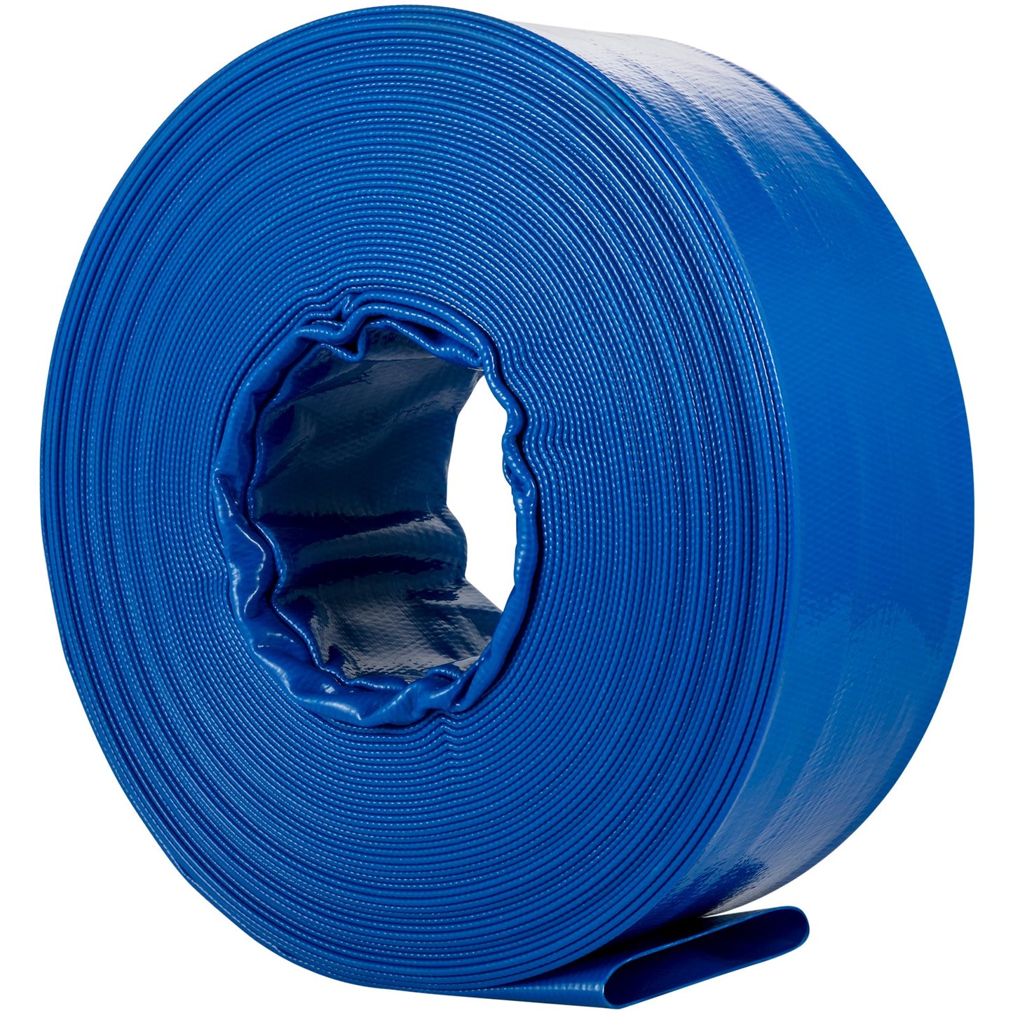 VEVOR Discharge Hose, 1-1/2" x 100', PVC Fabric Lay Flat Hose, Heavy Duty Backwash Drain Hose with Clamps