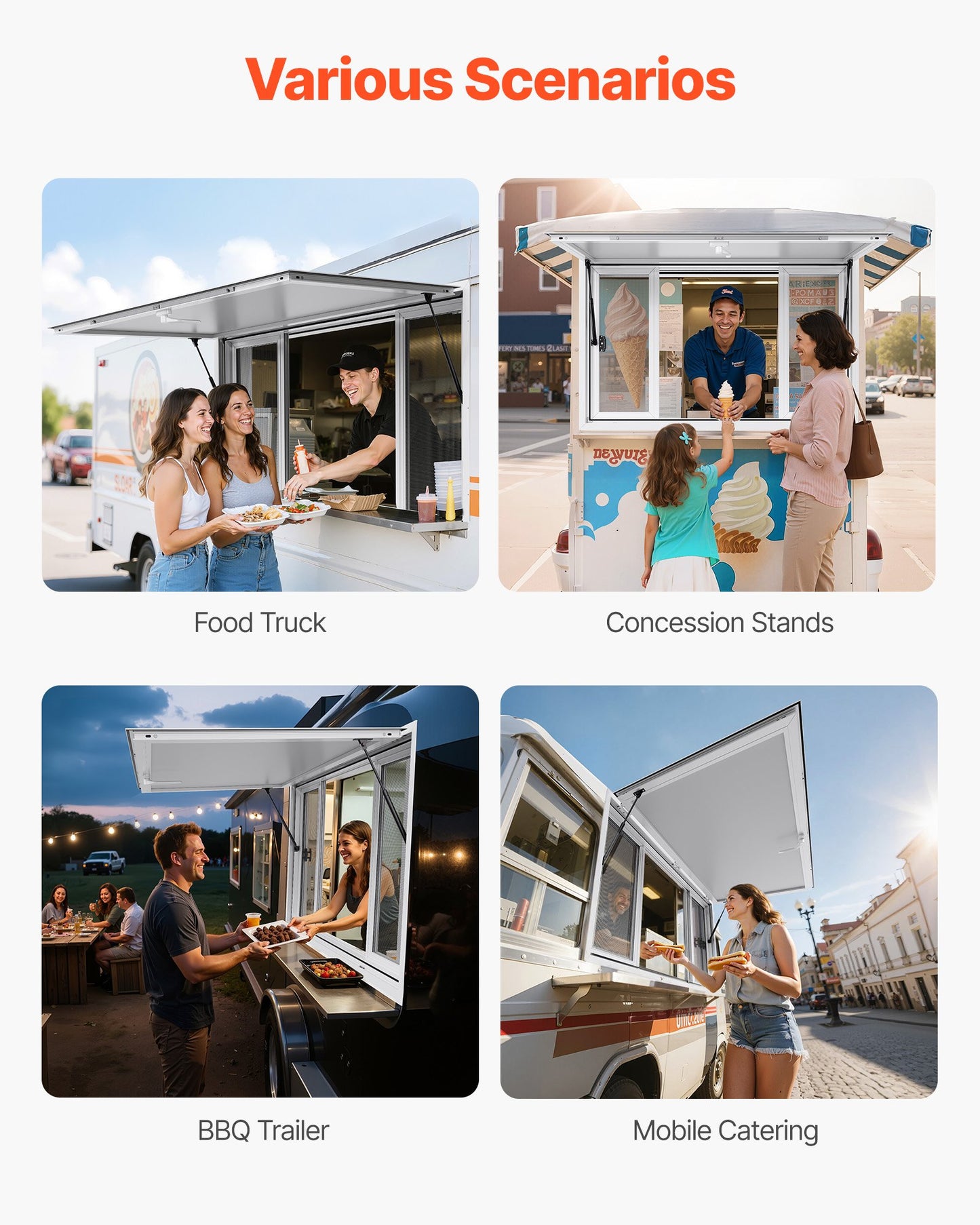 VEVOR Concession Window 60x36 in, Aluminum Alloy Service Window for Food Truck, Up to 85 Degrees,-$300