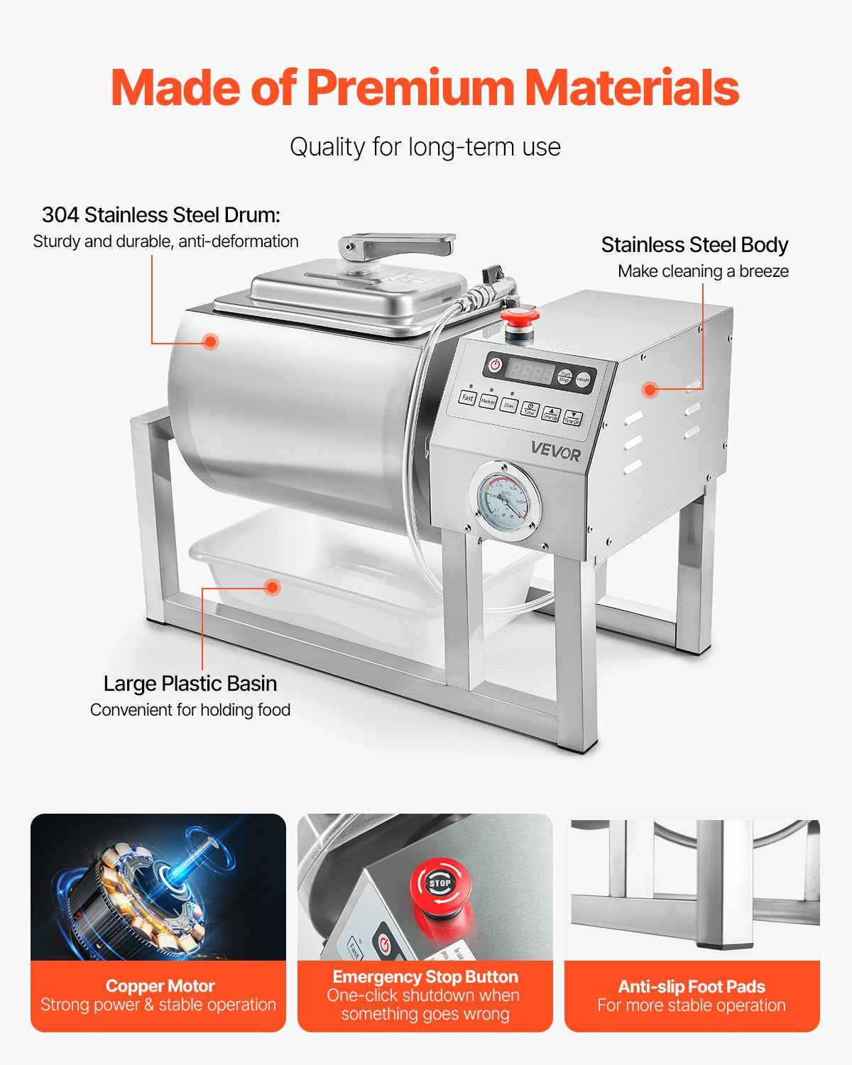 VEVOR Commercial Meat Tumbler Marinator, 20L Vacuum Tumbler Marinating Machine w/Bidirectional,-$340