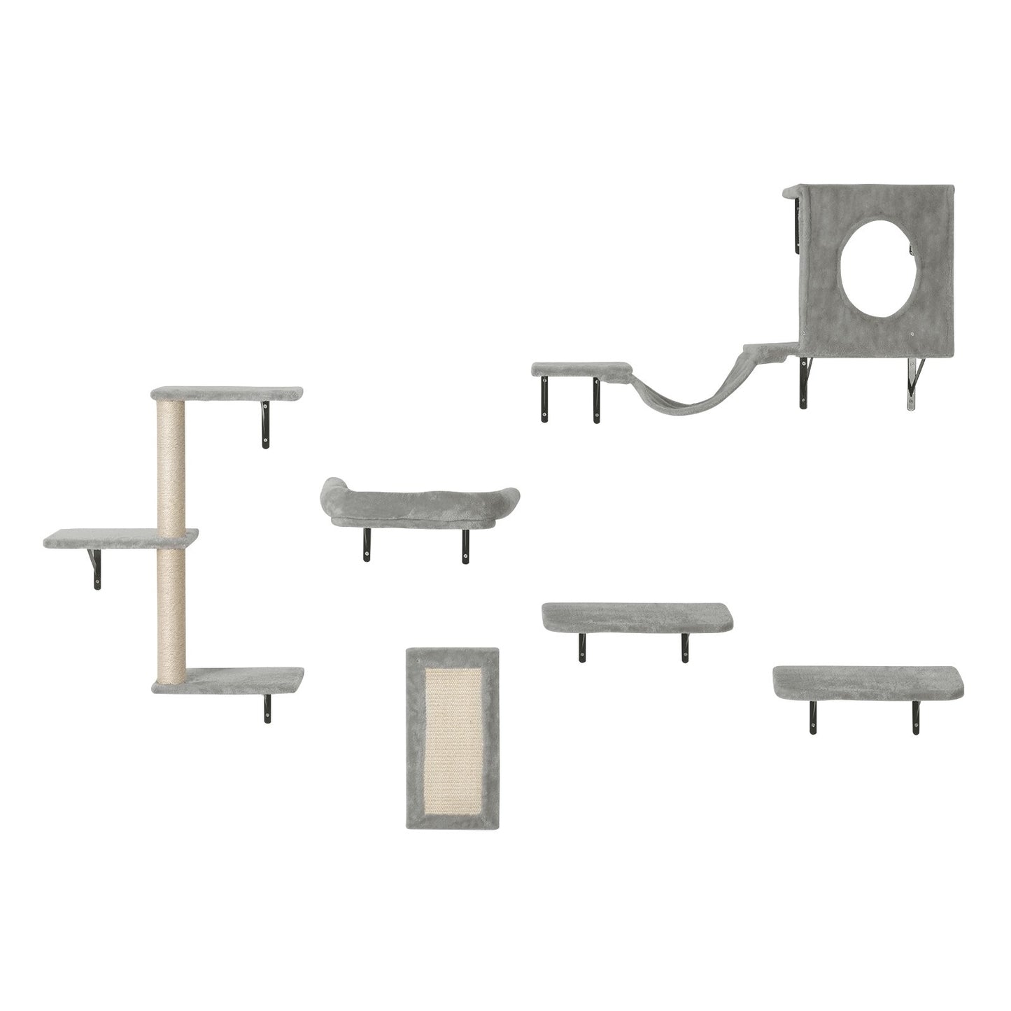VEVOR Wall Mounted Cat Shelves, Cat Wall Shelves and Perches with Jumping Boards, Hammock,-$55