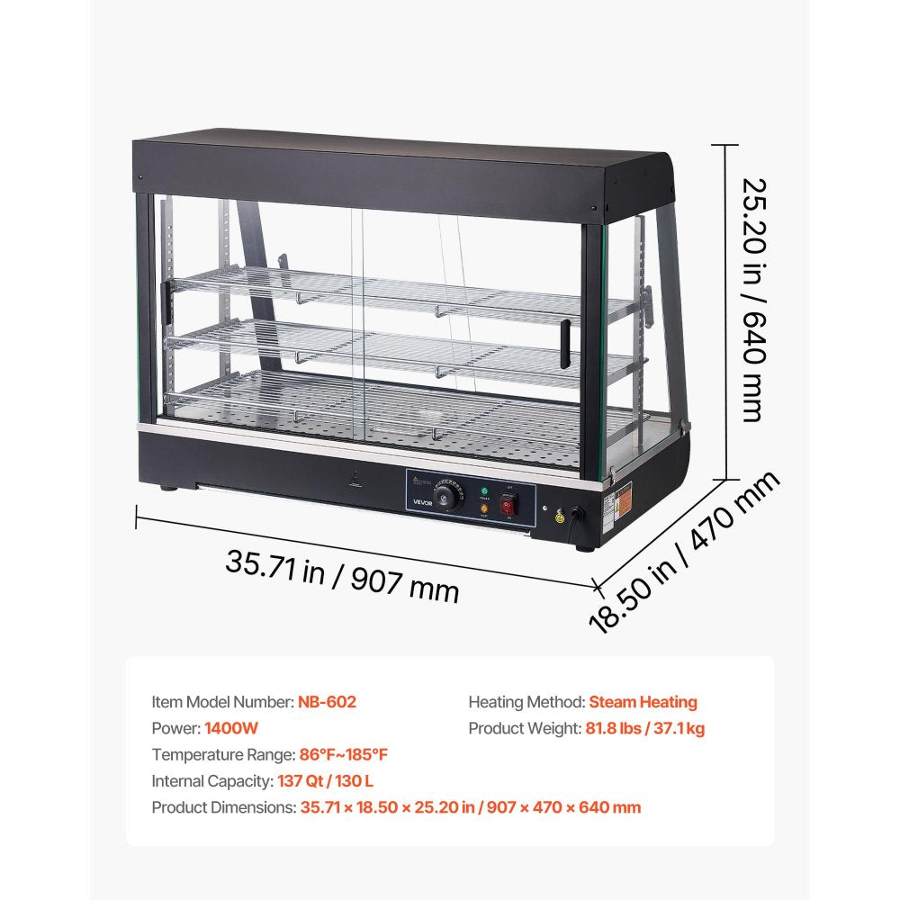 VEVOR 3-Tier Commercial Food Warmer Display, 1400W Food Display Warmer with LED Light,-$300