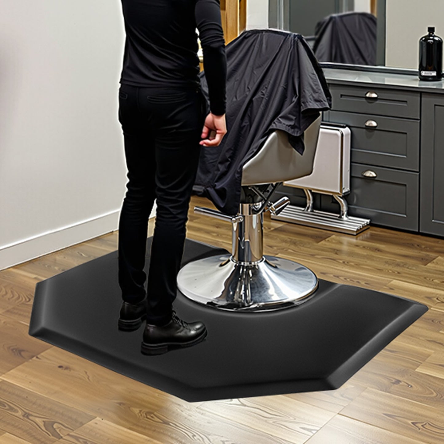 VEVOR Salon Mat for Hair Stylist, 4 x 5 FT Hexagon Salon Chair Mat Anti Fatigue, 1-inch Thickened,-$85