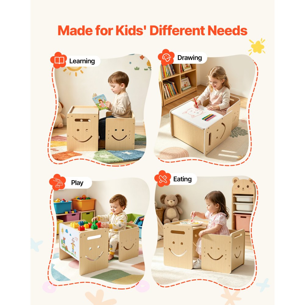 VEVOR Montessori Weaning Table and Chair Set, Wooden, Kids Table and Chair Set for Toddlers 1-5,-$35