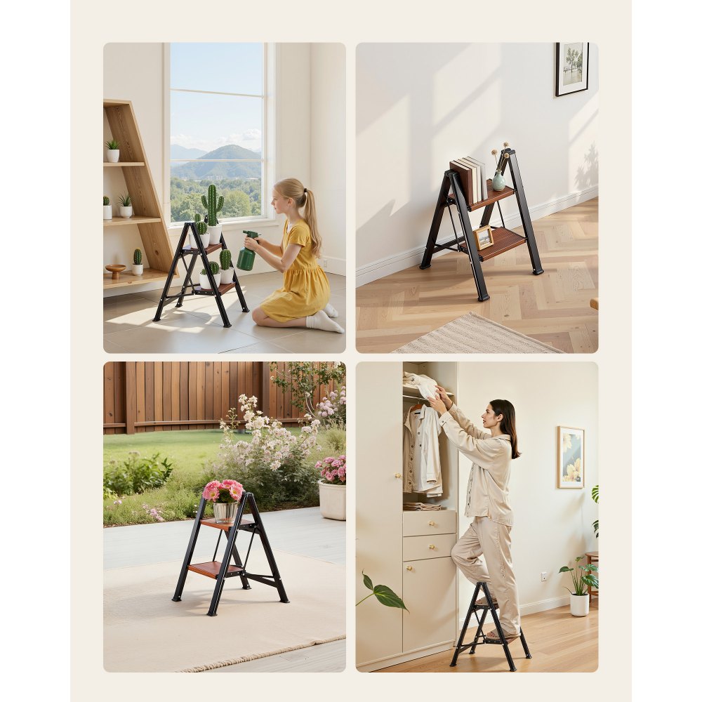 VEVOR 2 Step Ladder, Folding Step Stool with Wide Anti-Slip Pedal and Comfort Handgrip,-$30