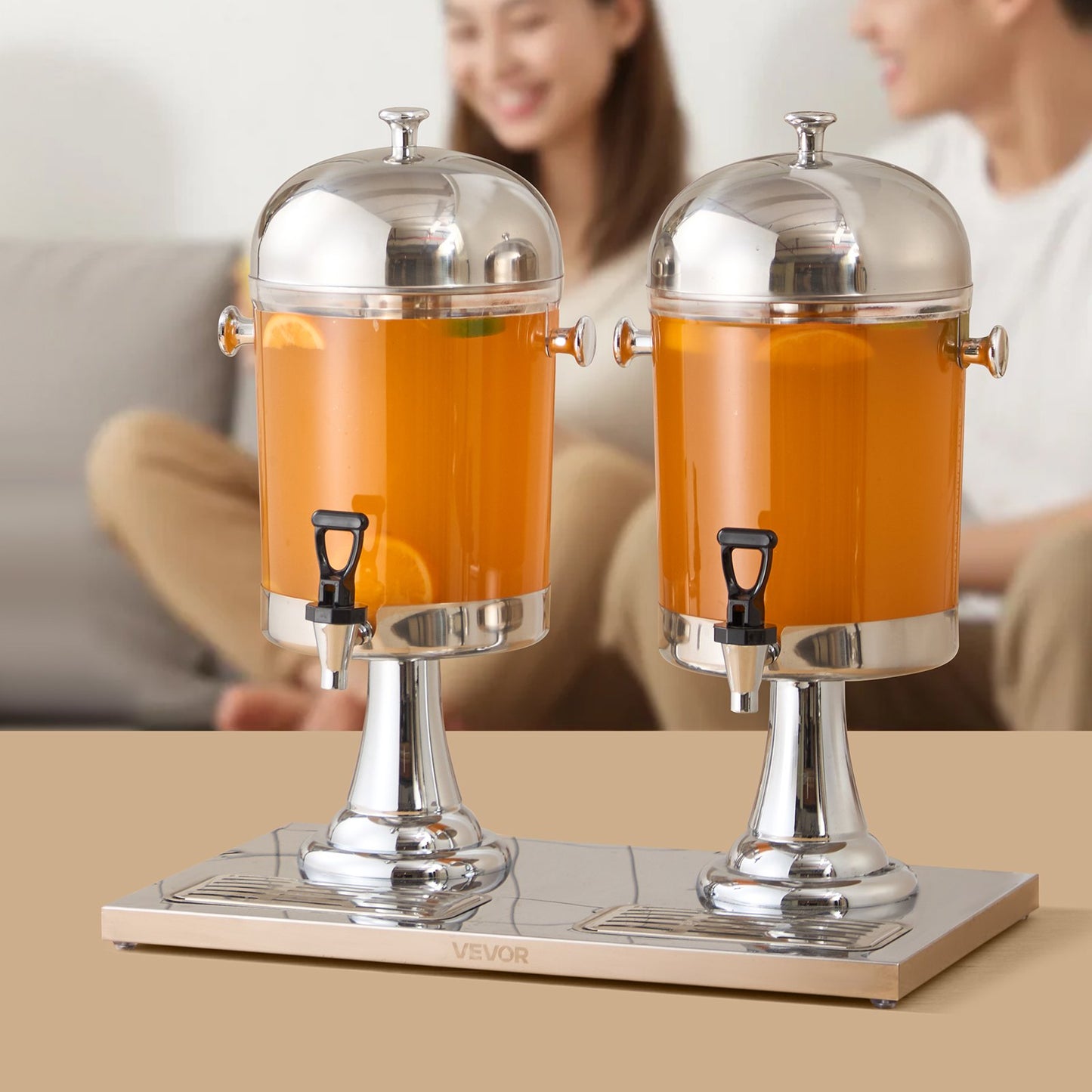 VEVOR Beverage Dispenser, 2.1 Gallon x 2 Drink Dispenser for Parties, Stainless Steel + Dispensers,-$75
