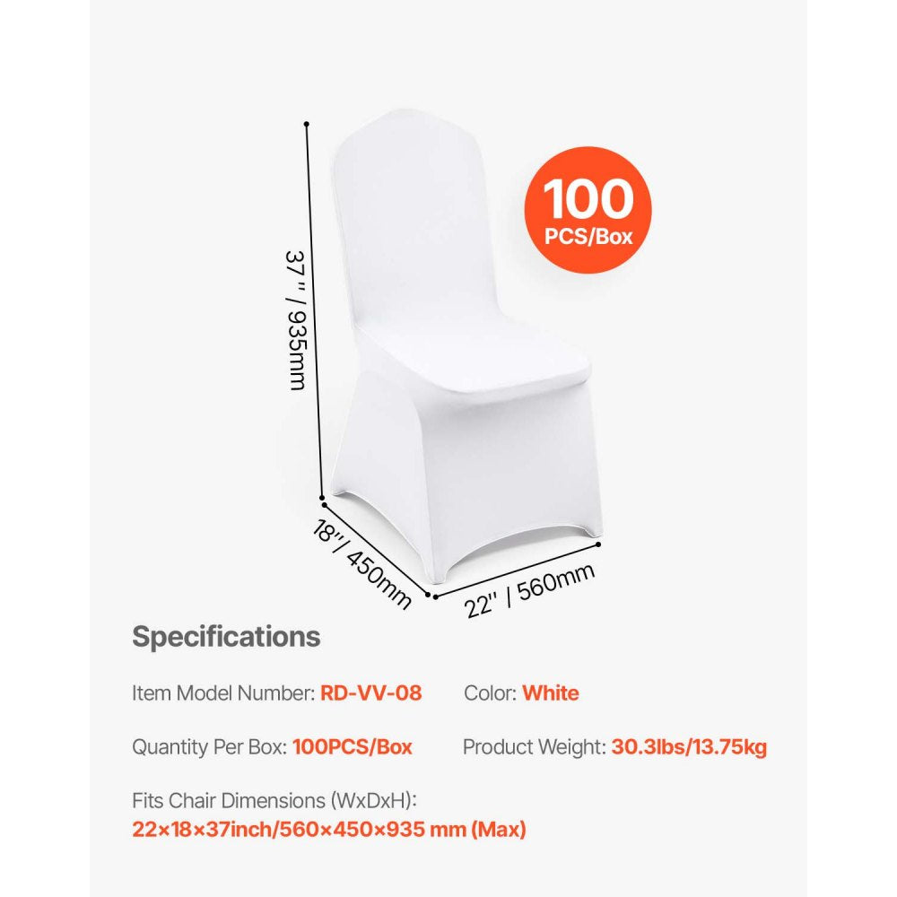 Open Box(95% New)VEVOR Stretch Spandex Folding Chair Covers, Universal Fitted Chair Cover(100PCS White),-$55