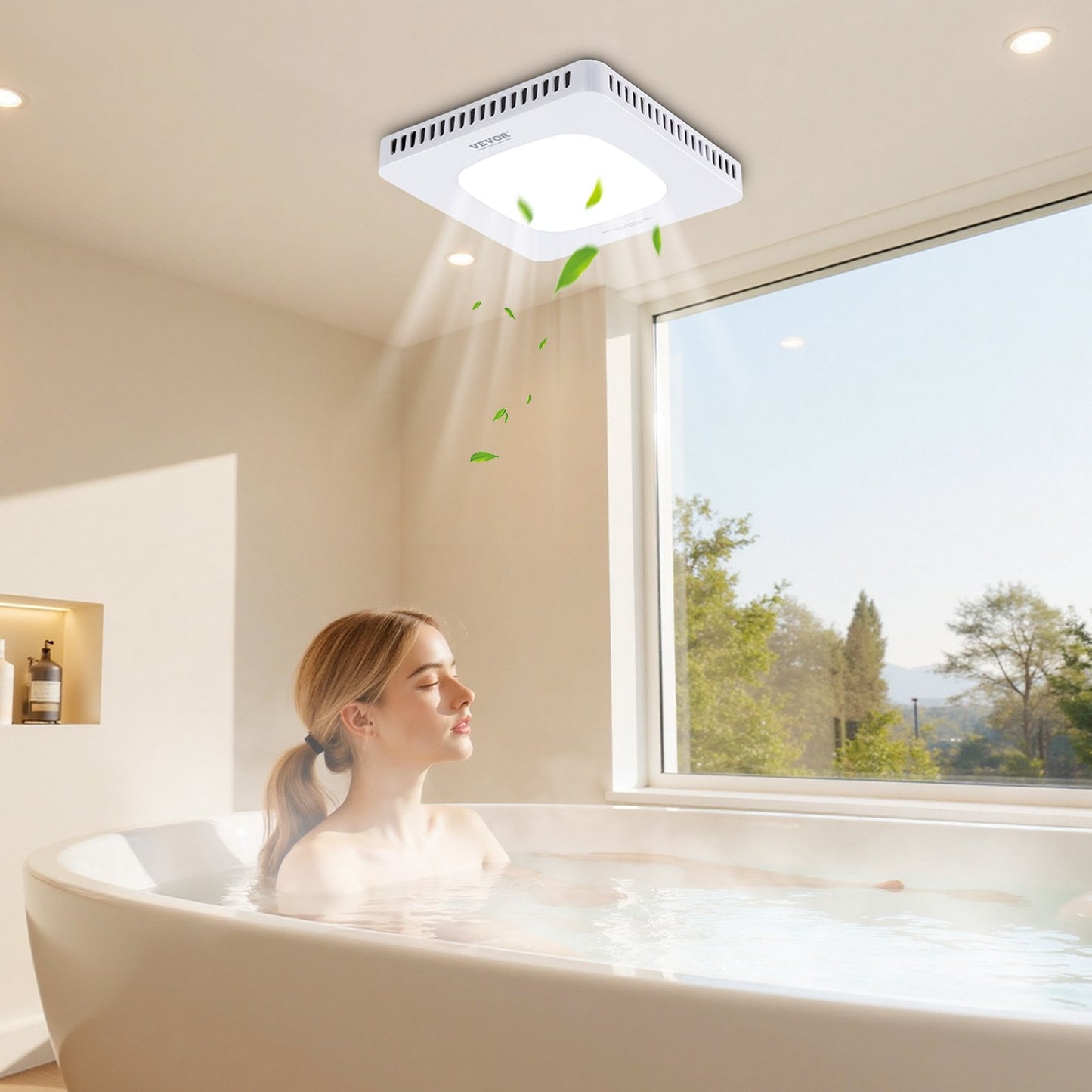 Open Box VEVOR Bathroom Exhaust Fan with LED Light, 130 CFM Bathroom Vent Three Gear Color Temp,-$40