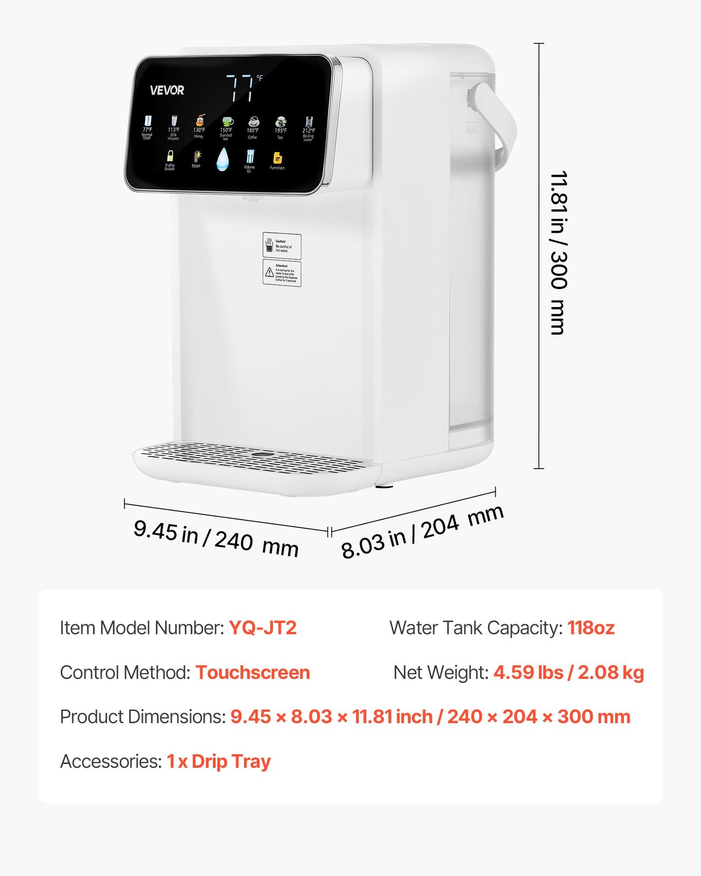 VEVOR Instant Hot Water Dispenser, Countertop Boiling Water Dispenser with Adjustable 7 Temperatures,-$55