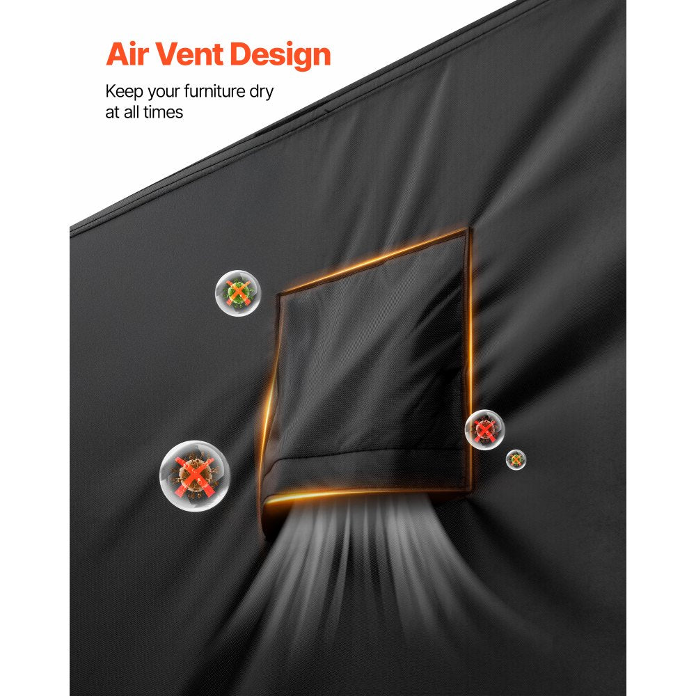 VEVOR Large Rectangular Outdoor Patio Furniture Cover, 420D Heavy Duty Waterproof  w/Air Vent F/All Weather